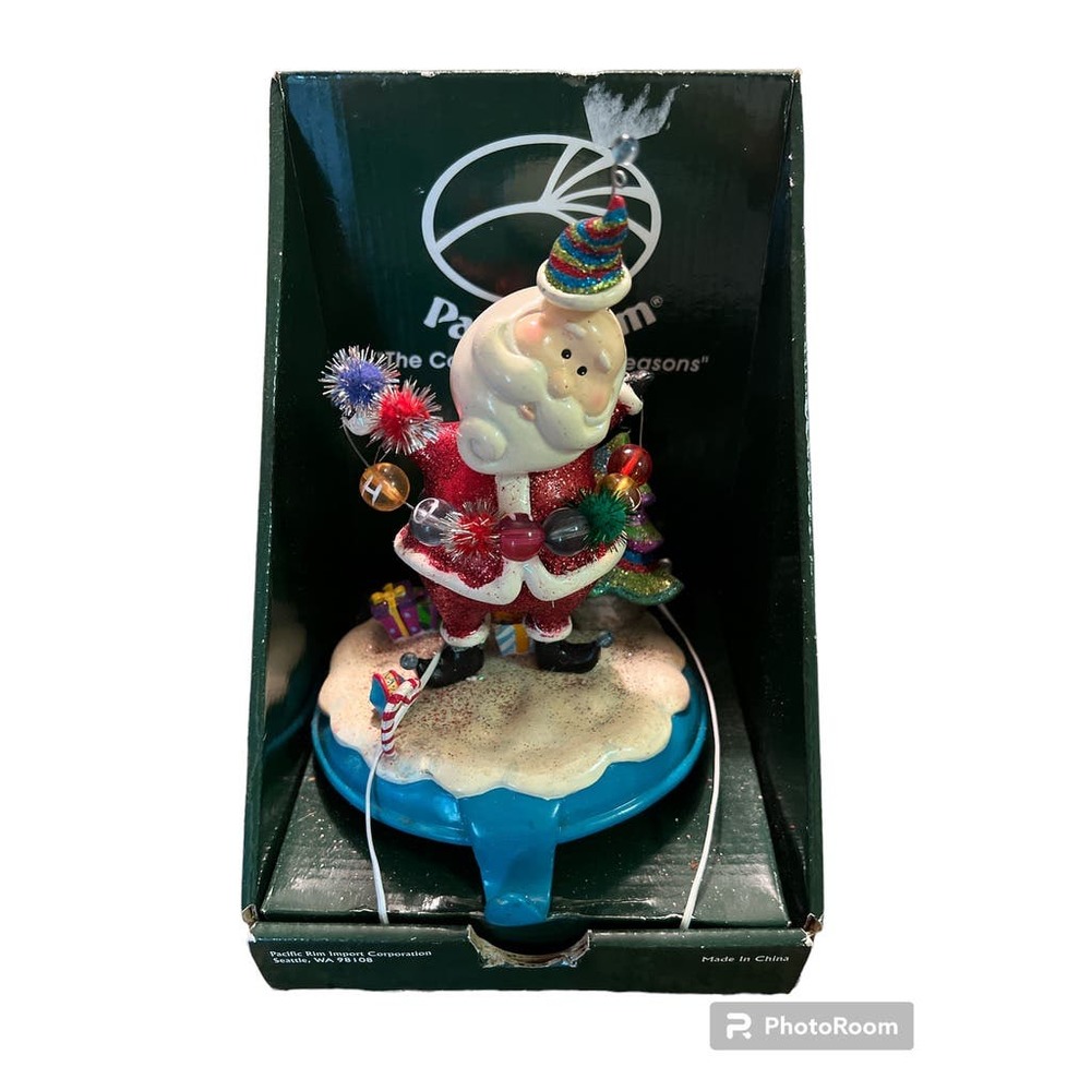 Vintage Bobble Santa Clause Stocking Hanger